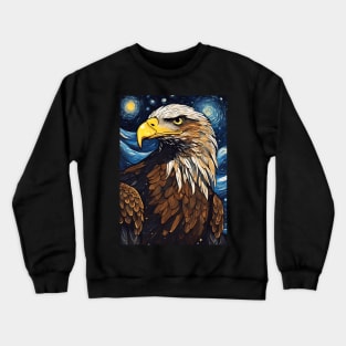 Portrait of Eagle Animal Painting in a Van Gogh Starry Night Art Style Crewneck Sweatshirt